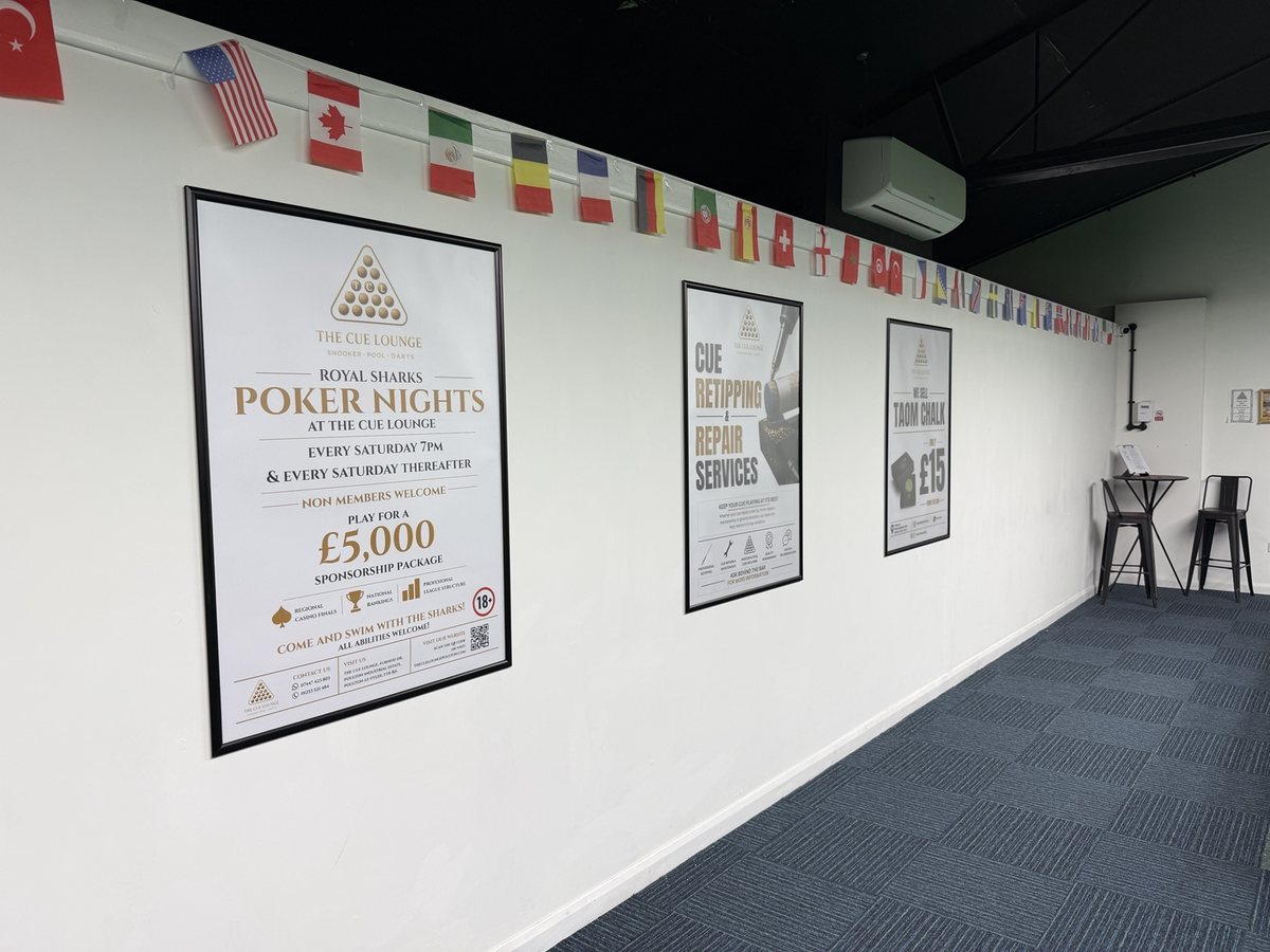 Promotional displays at a local pool lounge